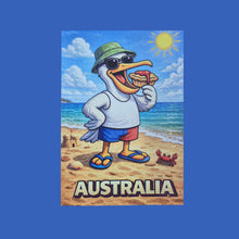Load image into Gallery viewer, Australiana Funny Postcard Display Stand | 96 Assorted Cartoon Australiana Postcards | Small Wooden Display Stand