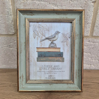 Photo Frame | Stand Alone Wooden Frame | Green Cream Rustic Look | 6 x 8 in Photo Insert