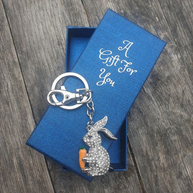 Cute rabbit with carrot keyring keychain boxed gift 