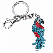 Load image into Gallery viewer, Red &amp; Blue tropical Macaw parrot keyring keychain bag chain gift. Bird lover gifts 