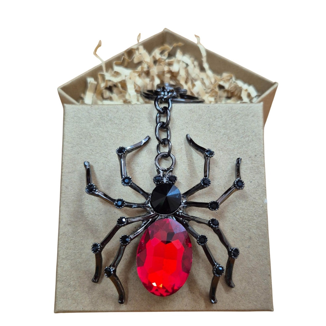 Spider Keychain Boxed Gift | Redback Large Spider Keyring Bag Chain | Spider Lover Gifts