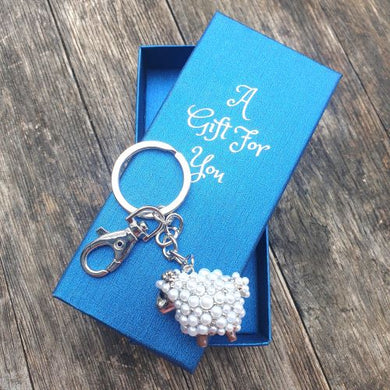 Cute white sheep keyring keychain bag chain boxed gift 