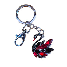 Load image into Gallery viewer, Swan Keyring Boxed Gift | Beautiful Black &amp; Red Swan Bird Keychain | Bag Chain