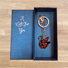 Load image into Gallery viewer, Swan Keyring Boxed Gift | Beautiful Black &amp; Red Swan Bird Keychain | Bag Chain