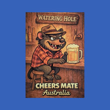 Load image into Gallery viewer, Australiana Funny Postcard Display Stand | 96 Assorted Cartoon Australiana Postcards | Small Wooden Display Stand