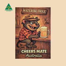 Load image into Gallery viewer, Summer Time In Australia Postcard - Iconic animals playing cricket in summer down the beach - australian made postcards and gifts 