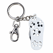 Load image into Gallery viewer, Flip Flop Thong Keychain Gift | Black &amp; White Flower Thong Keyring | Aussie Beach Footwear Thong