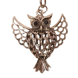 Owl Keychain | Silver Rustic Metal Spiritual Owl Keyring | Bag Chain - Keychain Gift