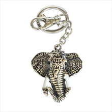 Load image into Gallery viewer, Elephant Keyring | Lucky Silver Elephant Head Keychain | Elephant Lovers Gift