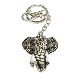 Elephant Keyring | Lucky Silver Elephant Head Keychain | Elephant Lovers Gift