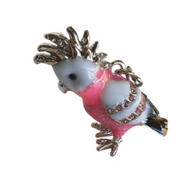 Load image into Gallery viewer, The beautiful Galah cockatoo is a much loved Australia bird.  This beautiful hand made key / bag chain is the perfect gift. Large chunky piece, free standing Galah.   Our beautiful key / bag chains come in a beautiful organza gift bag. 7.5 x 12 cm - Hand painted - Silver rhinestones - A beautiful gift for Galah lovers - Comes in a organza gift bag ( colours will vary ).  view our full range of beautiful gifts - Keychains &amp; Gifts Australia. 