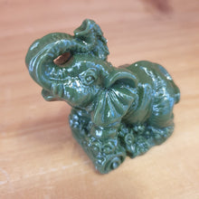 Load image into Gallery viewer, Elephants | Dark Green Lucky Elephants | Set Of 6 Small Statue&#39;s