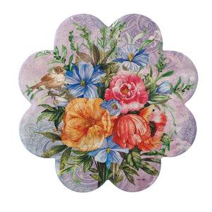 Coasters - Flower Garden Set Of Four Ceramic Coasters.  Four different garden coaster designs shaped as flowers, with butterflies, birds and flowers.  Ceramic with cork backing - Diameter 11 cm - Set of four - Boxed gift - 1 of each design shown - Gloss finish.   View our whole shop today for more beautiful gift ideas - Keychains & Gifts Australia 