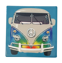 Load image into Gallery viewer, Super colourful Kombi rainbow coaster set of 4 square with gloss finish - boxed set.  The perfect gift for Kombi lovers and collector&#39;s.  10 x 10 cm - Square - Set of 4 (same design ) - Boxed gift set - View our whole shop today for more beautiful gifts - Keychains &amp; Gifts Australia 