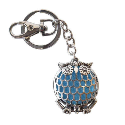 Owl Keyring Gift | Essential Oil Diffusor Keychain | Blue Oil Pads | Owl Lovers Gift