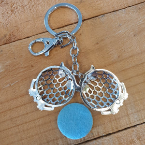 Owl Keyring Gift | Essential Oil Diffusor Keychain | Blue Oil Pads | Owl Lovers Gift