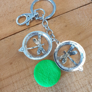 Dragonfly Oil Diffusor Keyring | Bag Chain | Keychain Gift | Essential Oil Pads Green