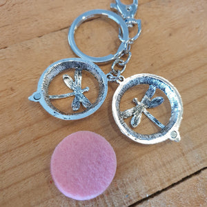 Dragonfly Oil Diffusor Keyring | Bag Chain | Keychain Gift | Essential Oil Pads Pink