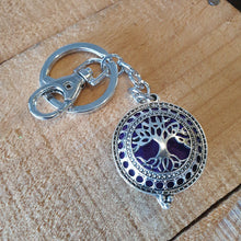 Load image into Gallery viewer, Tree Of Life Keyring | Essential Oil Diffusor Purple Pad | Bag Chain | Keychain Gift