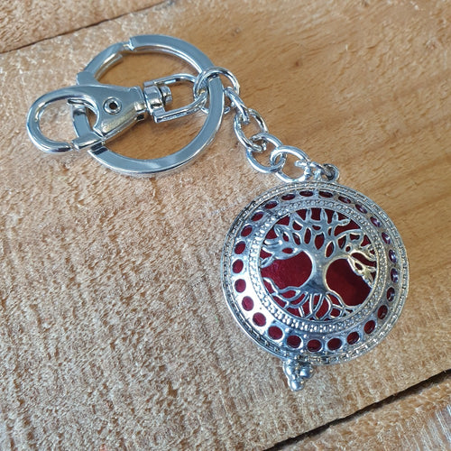 Tree Of Life Keyring | Essential Oil Diffusor Red Pad  | Bag Chain | Keychain Gift