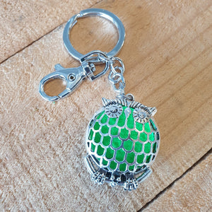 Owl Keyring Gift | Essential Oil Keychain | Green Oil Pads | Owl Lovers Gift