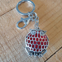 Load image into Gallery viewer, Owl Keyring Gift | Essential Oil Keychain | Red Oil Pads | Owl Lovers Gift