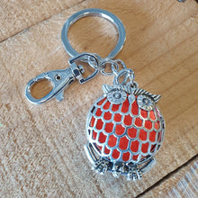 Load image into Gallery viewer, Owl Keyring Gift | Essential Oil Keychain | Orange Oil Pads | Owl Lovers Gift