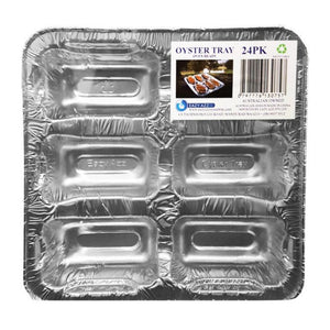 The Eazy Azz Oyster Tray avoids double handling in the kitchen, making it time efficient and convenient for oysters lovers everywhere.  They can be used in most social situations including BBQ’s, camping, events and any kitchen. After use, wash and place in the recycle bin.  24PK of our quality aluminum cooking trays, making your favorite recipes easier to cook. No mess, no loss of juices and sauce and ready to serve up in the tray.