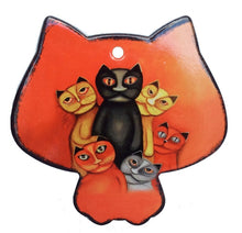 Load image into Gallery viewer,  Registered Trade Mark Crazy Cat Lady  One more cat design trivet / sign. Use as a hot surface protector in your kitchen, or hang in your home as a cute quirky sign.  Our bright one more cat design also available in hanging plaque, coasters and magnet.  20 x 20 cm - Ceramic - Cat shaped - Cork backing - Hole to hang - Hot kitchen trivet - Cat lovers gift.   View our full store for more purrrfect cat lover gifts - Keychains &amp; Gifts Australia.