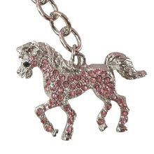 Load image into Gallery viewer, Horse Pony Keychain | Pink &amp; Silver Rhinestone Pony | Horse Keyring Bag Chain