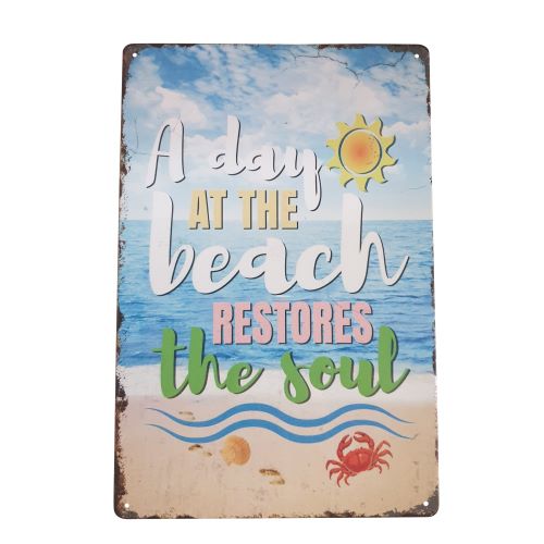 Beach | A Day At The Beach Restores The Soul Metal Sign | Ocean Beach Gift