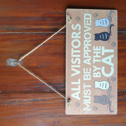 Cat Hanging Sign Gift | All Visitors Approved By The Cat Funny Cat Lovers Gift