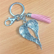 Load image into Gallery viewer, silver &amp; pink angel wings keychain keyring bag chain gift