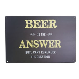 Discover the perfect gift for your favorite beer lover with our Beer Bar Gift! This metal sign is a humorous addition to any bar and features the phrase "Beer is the answer, but I can't remember the question." A great conversation starter that is sure to bring a smile to any beer connoisseur's face.