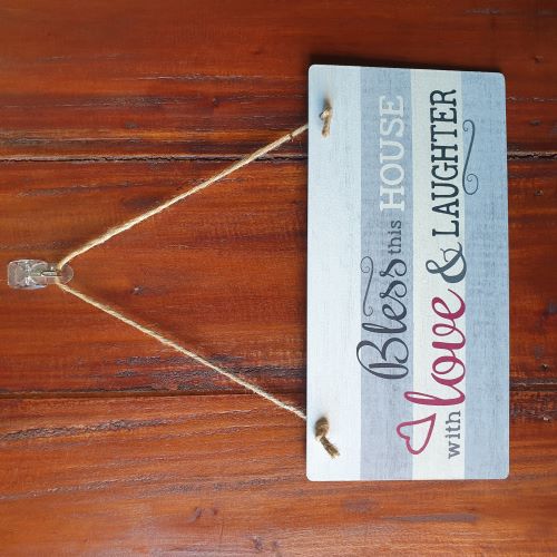 Home | Bless This House With Love & Laughter Family Hang Sign Gift