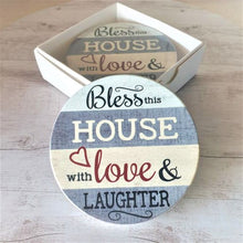 Load image into Gallery viewer, Home Coasters | Bless This House With Love &amp; Laughter Table Family Coaster Gift
