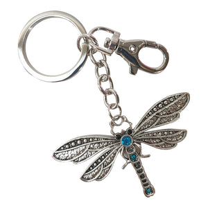 Dragonfly Keychain | Silver & Blue Dragonfly Keyring Bag Chain Bag Charm Gift