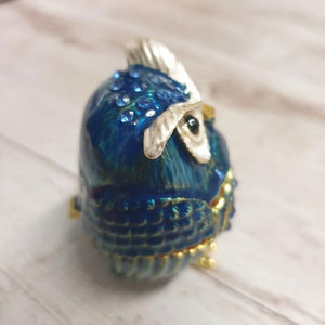 Owl Blue Trinket Jewellery Box | Ornament | Keepsake | Owl Boxed Gift