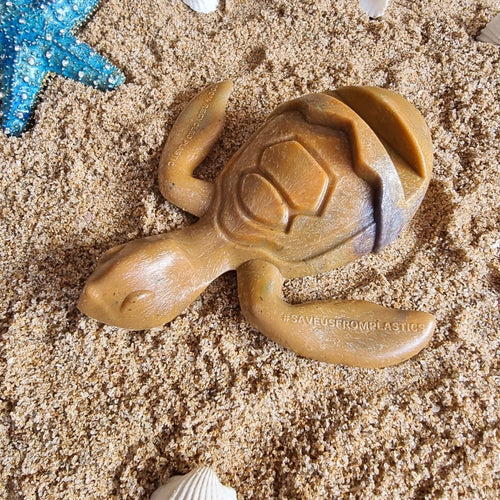 Turtle | Brown Blended Recycled Plastic Turtle Gift | Hand Crafted Sea Holder FS