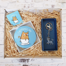 Load image into Gallery viewer, Cat Gift Box Hamper | Cat Lovers Gift Set Cat Gifts | Catpurrcino Coffee &amp; Cat People