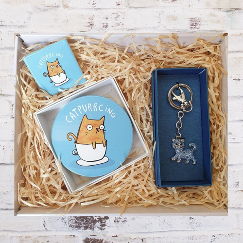 Cat Gift Box Hamper | Cat Lovers Gift Set Cat Gifts | Catpurrcino Coffee & Cat People