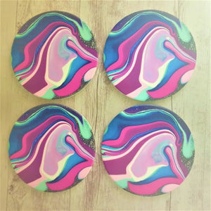 Colourful Earth Table Coasters | Set Of 4 Boxed Gift | Bright Vibrant Home Decor