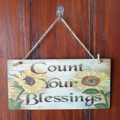 Hang Sign | Count Your Blessings Sunflower | Family Home Gift