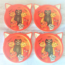 Load image into Gallery viewer, Our adorable cat coasters are the purrrfect gifts for cat lovers. Brighten up any table, bar or kitchen area with a set of our beautiful coasters.   Design also available in magnet &amp; round coasters.   11 x 11 cm cat shaped | Ceramic | Cork non slip backing | White gift box with lid | Set of 4 same design | Glossy finish    The purrrfect gift for any crazy cat lady. Keychains &amp; Gifts Australia