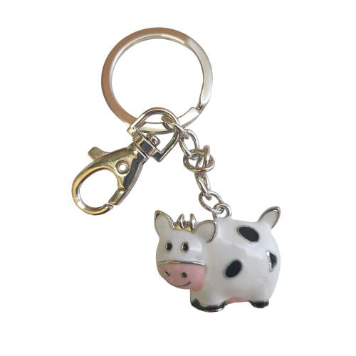 Cow Keyring Keychain | Cute Hand Painted Cow Farm Animal Gift | Cow Lover Gift