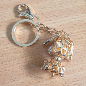 Dog Keychain Gift | Gold Cute Puppy Dog Keyring | Dog Lovers Gift