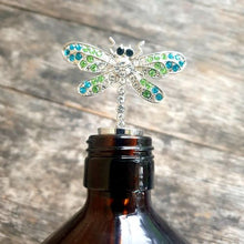 Load image into Gallery viewer, Dragonfly Bottle Stopper | Bling Dragonfly Boxed Gift | Bar Bottle Gift | Glass Bottle Stopper