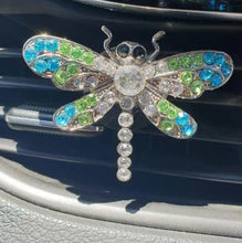 Load image into Gallery viewer, In almost every part of the world, the Dragonfly symbolizes change, transformation, adaptability, and self-realization. The change that is often referred to has its source in mental and emotional maturity and understanding the deeper meaning of life.  Our beautiful dragonfly, hand made car diffusor boxed gift. A beautiful gift to give to any passionate dragonfly lover.