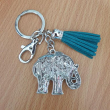 Load image into Gallery viewer, Elephant Keyring | Lucky Silver With Blue Tassel Elephant Keychain | Gift Bag Gift
