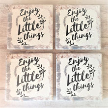 Load image into Gallery viewer, Enjoy The Little Things Gift Set | Hanging Plaque Sign &amp; Coaster Set Of Four Ceramic